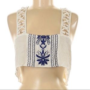 Native Rose Crop Top Embroidered Pattern Sz 8 New